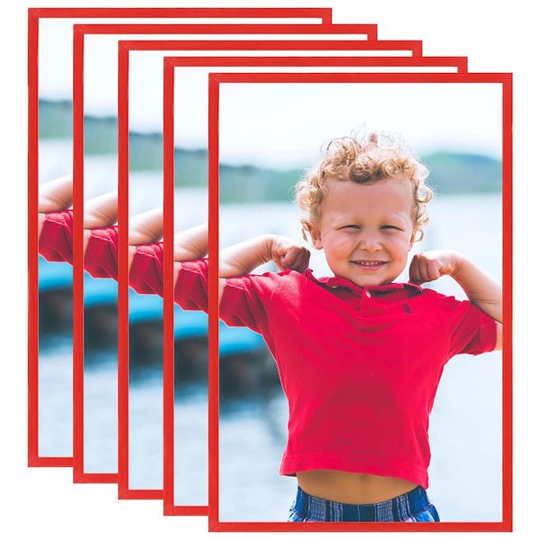 vidaXL Fotorámiky na stenu alebo stôl 5 ks červené 50x70 cm MDF