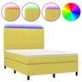 vidaXL Posteľ boxsping s matracom a LED zelená 140x190 cm látka