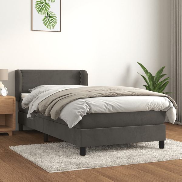 vidaXL Posteľný rám boxspring s matracom tmavosivý 80x200 cm zamat