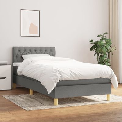 vidaXL Boxspring posteľ s matracom tmavosivá 90x190 cm látka
