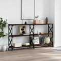 vidaXL Konzolový stolík hnedý dub 156x28x80,5 cm kompozitné drevo