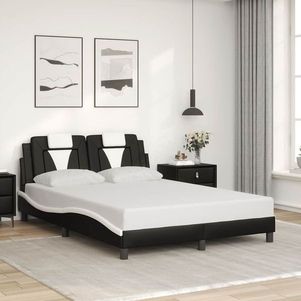 vidaXL Rám postele Viana bez matraca čierno-biely 120x200 cm umelá koža
