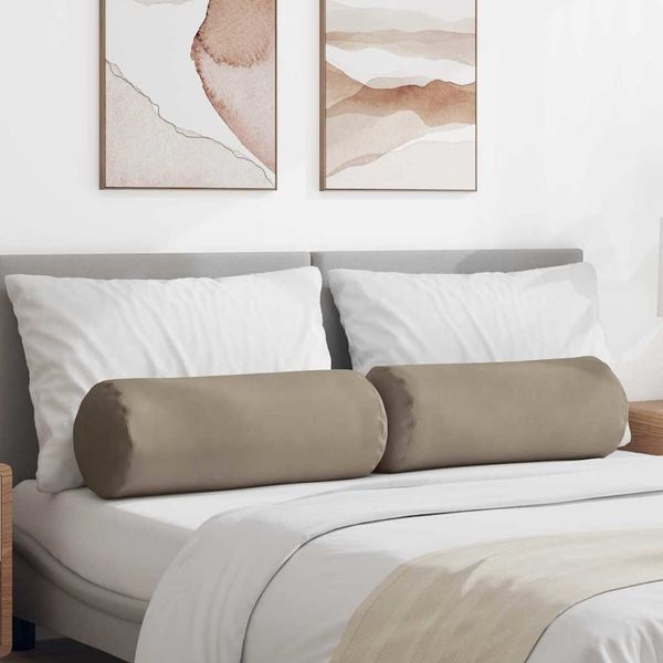 vidaXL Podložkové vankúše 2 pcs Sivohnedá Ø 25 x 70 cm Mikrovlákno