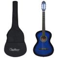 vidaXL Klasická gitara pre začiatočníkov s taškou modrá 4/4 39"
