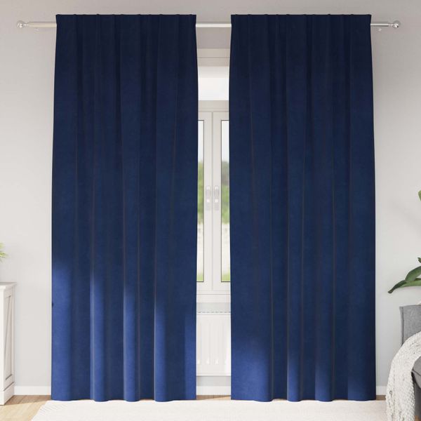 vidaXL Zatemňovacie závesy 2 pcs Tmavomodrá 140 x 260 cm Zamat