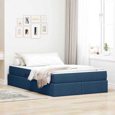 vidaXL Postel s úložným prostorem a matrací Modrá 120 x 200 cm