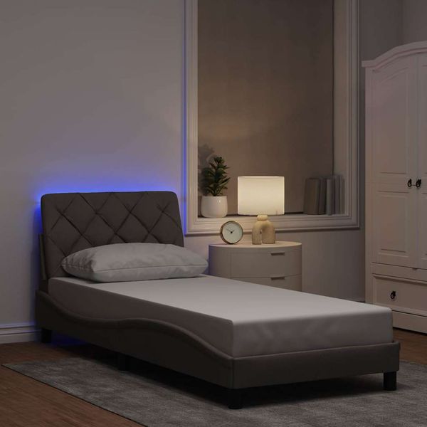 vidaXL Rám postele s LED bez matraca Taupe 90x190 cm Látka