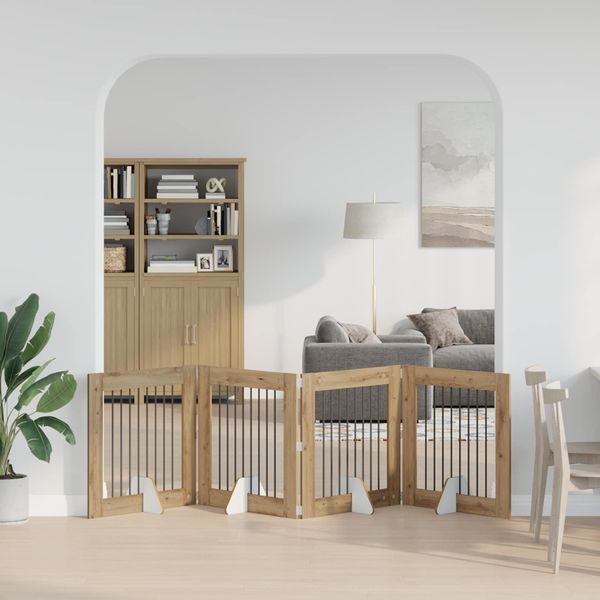 vidaXL Skladacia psia brána so stojanmi 4 ks Dub artisan 321 cm