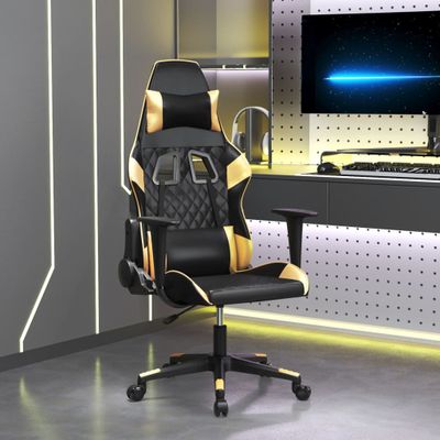 vidaXL Herná stolička čierna a zlatá umelá koža