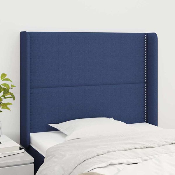 vidaXL Čelo postele so záhybmi modré 83x16x118/128 cm látka