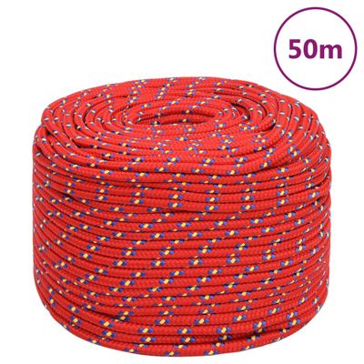 vidaXL Lodné lano červené 6 mm 50 m polypropylén