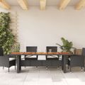 vidaXL Záhradný stôl s akáciovou doskou čierny 240x90x75 cm polyratan