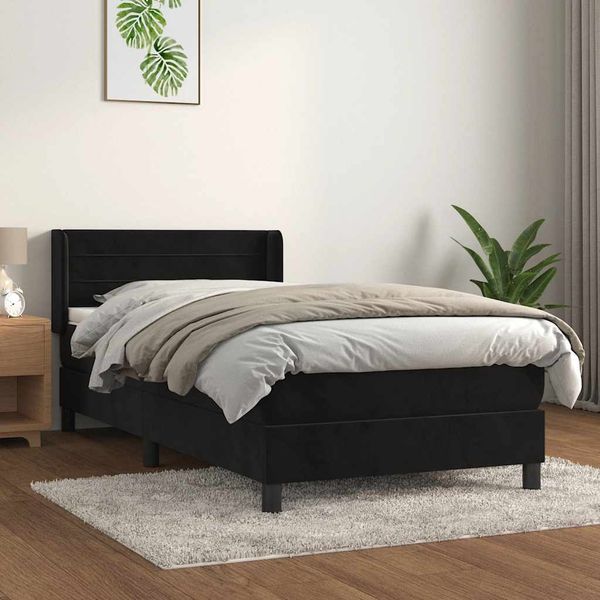 vidaXL Posteľný rám boxspring s matracom čierny 100x200 cm zamat