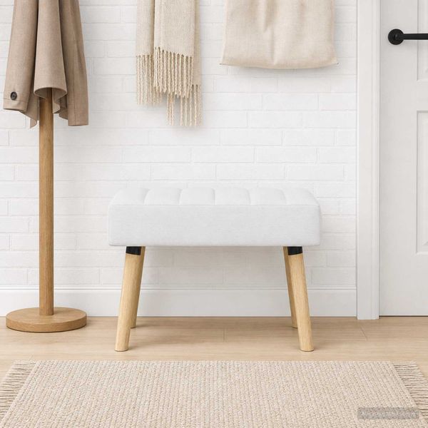 vidaXL Pruhovo prešitá lavica Biela 60 x 40 x 45 cm Látka