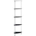 vidaXL Regál s 5 policami, čierny 30x30x130 cm, tvrdené sklo