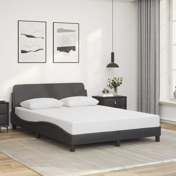 vidaXL Rám postele Dover sivý 140x190 cm umelá koža