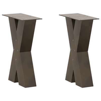 vidaXL Nohy konferenčného stolíka v tvare X, 2 ks, prírodná oceľ, 28 x (42-43) cm, oceľ