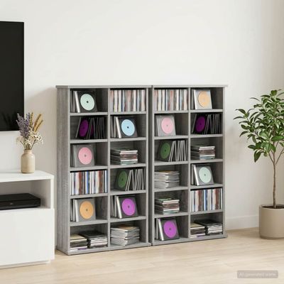 vidaXL CD Skrinka 2 ks Sivý Sonoma 60 x 17 x 92 cm Kompozitné drevo