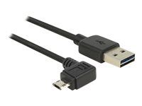 Kábel USB - USB (M) rovné do Micro USB typ B (M) uhlový - USB 2.0 - 2 m - reverzibilné konektory - čierna
