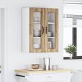 vidaXL Nástenný sklenený kabinet PORTO Remeselný dub 60 x 31 x 80 cm
