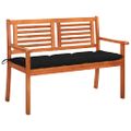 vidaXL 2-miestna záhradná lavica s vankúšom 120 cm eukalyptový masív