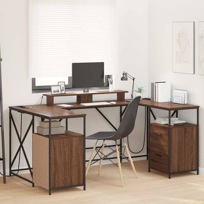 vidaXL Stôl so zásuvkou Hnedý dub 182 x 101 x 87,5 cm Kompozitné drevo
