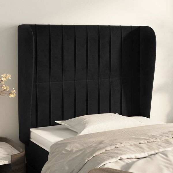vidaXL Čelo postele so záhybmi čierne 93 x 23 x 118/128 cm zamat