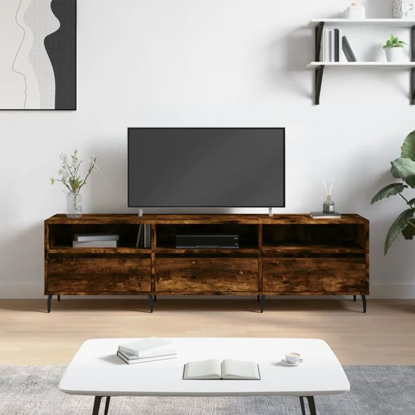 vidaXL TV skrinka dymový dub 150x30x44,5 cm kompozitné drevo
