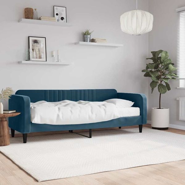 vidaXL Denná posteľ s matracom modrá 80x200 cm zamat