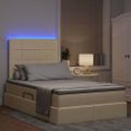 vidaXL LED úložná posteľ s matracom Krémová 120 x 190 cm Látka