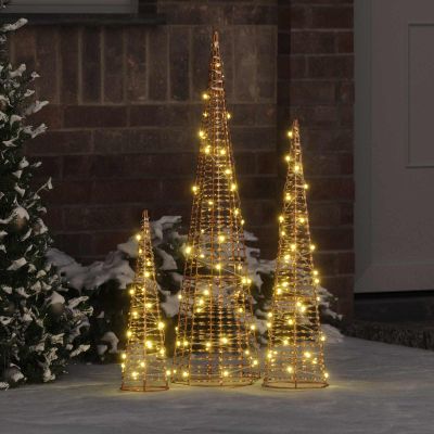 vidaXL Vianočný stromček 3 pcs Teplá biela 20 x 20 x 80 cm PET