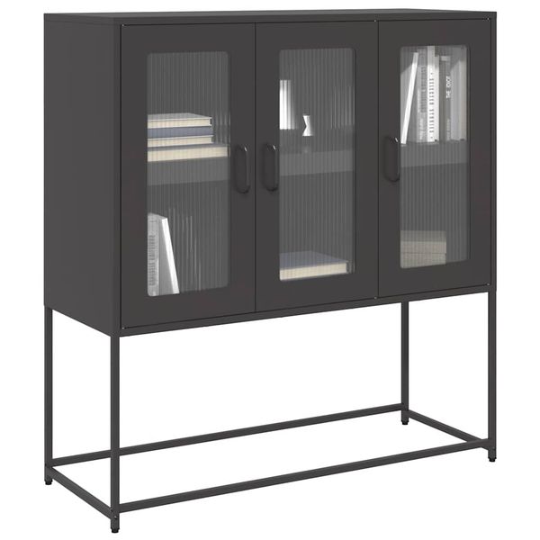 vidaXL Komoda čierna 100,5x39x107 cm oceľ valcovaná za studena