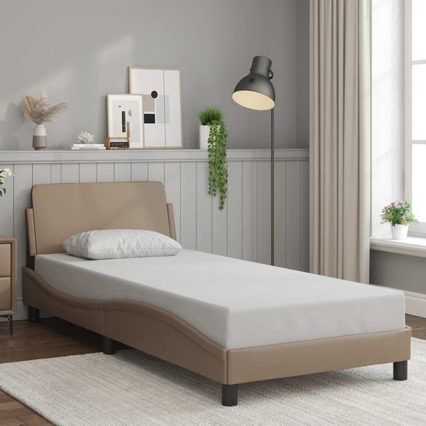 vidaXL Rám postele Dover kapučínový 90x190 cm umelá koža