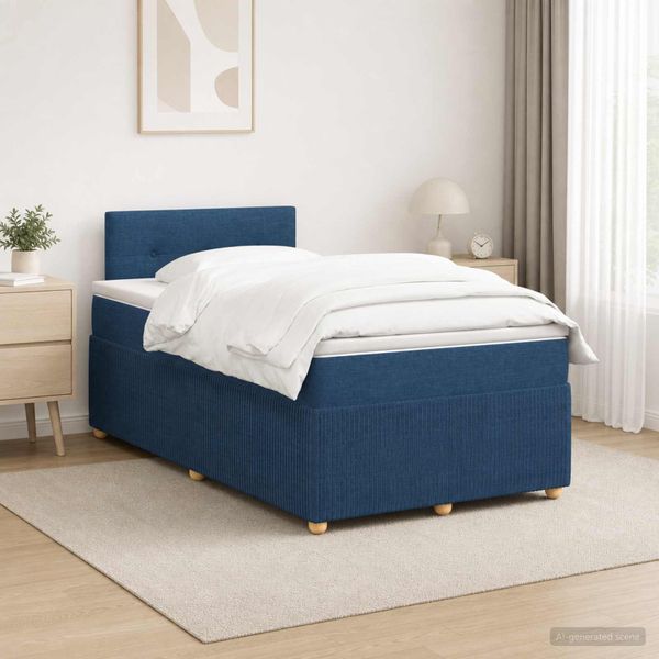 vidaXL Posteľ boxspring s matracom Modrá 120 x 190 cm Látka
