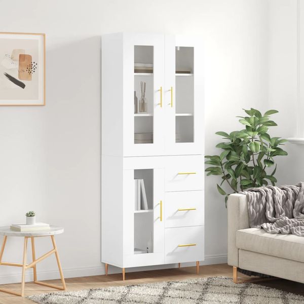 vidaXL Vysoká skrinka lesklá biela 69,5x34x180 cm spracované drevo