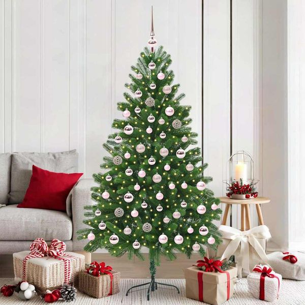 vidaXL Vianočný stromček s 300 LED-i so stojanom Zelená 180 cm PE