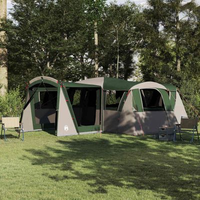 vidaXL Rodinný stan pre 20 osôb Zelená a biela 745 x 700 x 217 cm