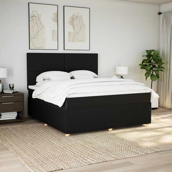 vidaXL Posteľný rám boxspring s matracom čierny 180x200 cm látka