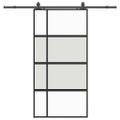 vidaXL Posuvné dvere s kovaním čierne 102,5x205 cm tvrdené sklo