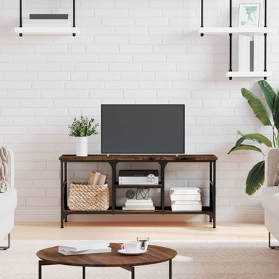 vidaXL TV skrinka dymový dub 100x35x45 cm kompozitné drevo a železo