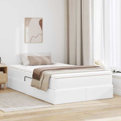 vidaXL Postel s úložným prostorem a matrací Biela 120 x 200 cm