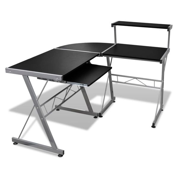 PC stôl s výsuvom pre klávesnicu, čierny