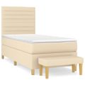 vidaXL Posteľný rám boxspring s matracom krémový 90x190 cm látka