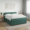 vidaXL Posteľ boxspring s matracom Tmavozelená 140 x 200 cm Zamat