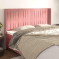vidaXL Čelo postele so záhybmi ružový 163x16x118/128 cm zamat