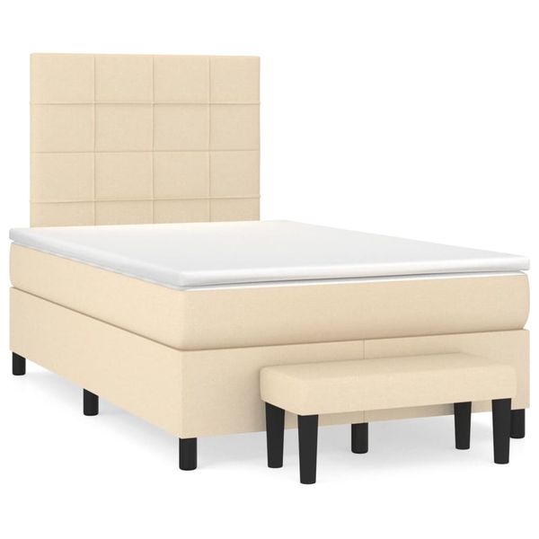 vidaXL Boxspring posteľ s matracom krémová 120x190 cm látka