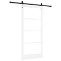 vidaXL Posuvné dvere 93 x 202 cm Masívne borovicové drevo a sklo Biela