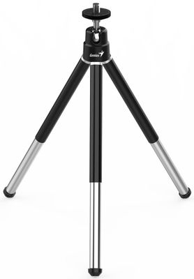 Genius trojnožka 1/4 závit Statív, vytiahnutý 25,1 cm, pre webkamery, chytré telefóny a fotoaparáty, kovový, čierny