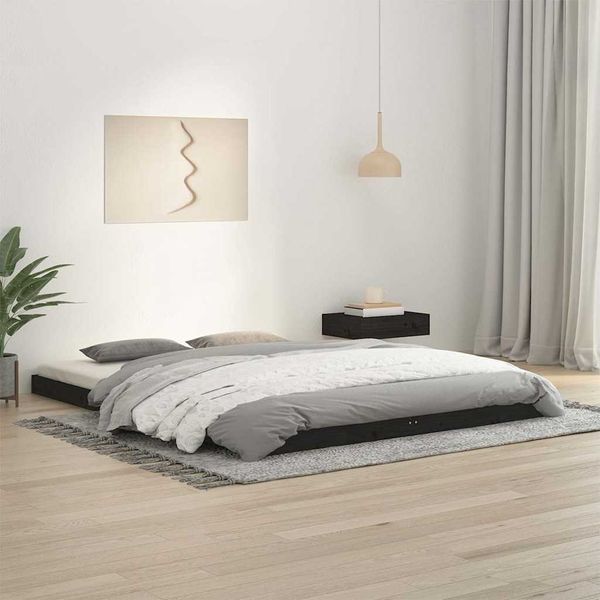 vidaXL Rám postele čierny 150x200 cm King Size masívna borovica