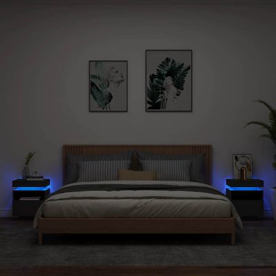 vidaXL Nočné stolíky s LED svetlami 2 ks čierne 40x39x48,5 cm